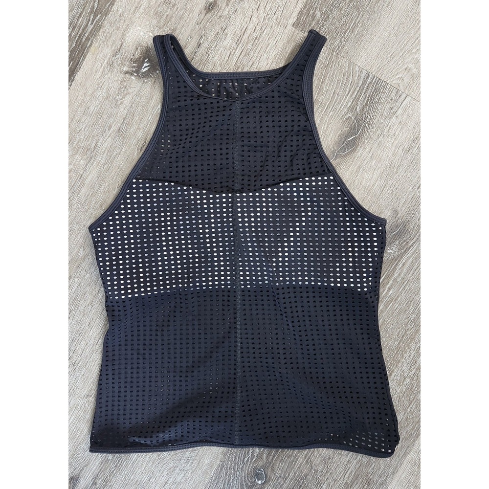 Calavera Womens XL Black Mesh High Neck Tank Top Activewear Built-in Bra